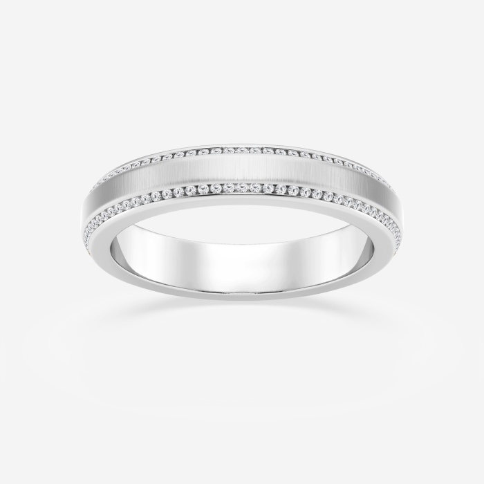 1/2 ctw Round Lab Grown Diamond 4mm Beveled Edge Satin Finish Eternity Band